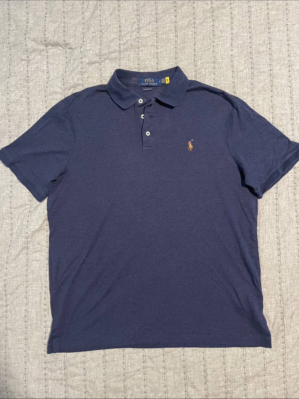 Polo by Ralph Lauren Navy Polo with Yellow Embroidered Pony